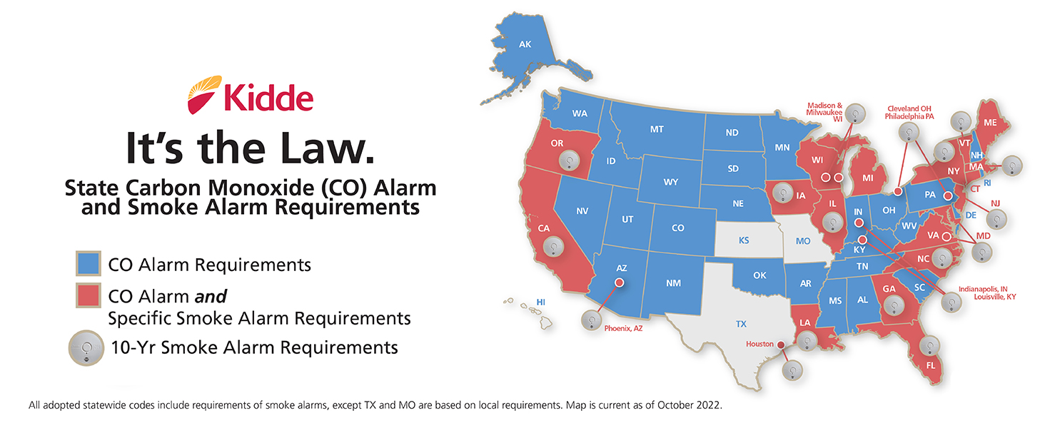 Kidde Carbon Monoxide Detector with Lithium Battery, Digital Display &amp; 3 LED Lights