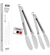 JIDSPWLS Premium Stainless Steel Heat Resistant Kitchen Tongs for cooking,set of 9