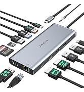 USB C Docking Station Dual Monitor HDMI for Dell/HP Laptop, Triple 4K Display Single 8K@30Hz/4K@1...