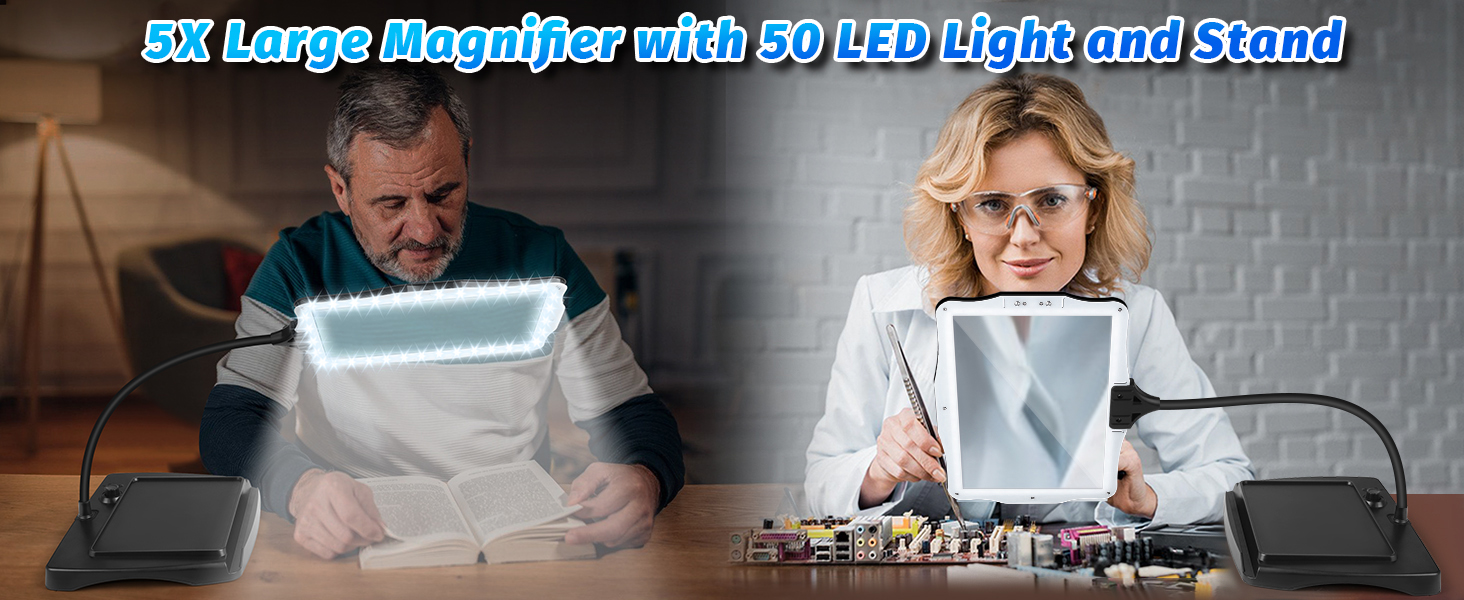 magnifier with light and stand