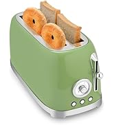 SUSTEAS Toaster 4 Slice Wide Slot, Stainless Steel Bread Bagel Toasters, Retro Long Slot Tostador...