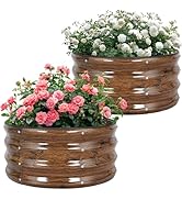 Permade Galvanized Raised Garden Bed- 2Pcs Metal Planter Boxes Outdoor | 12" Tall 24" Round Steel...