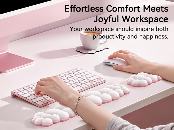 Cloud Wrist Rest Keyboard, Memory Foam Cloud Keyboard Wrist Pad with Ergonomic Support &amp;amp; Base