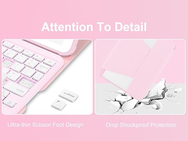 iPad 10th Gen Rotating Keyboard Case - Pink-6-1