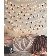 Lakumu 16FT Rechargeable Photo Clip Fairy Lights, 50 LED String Lights with 50 Clear Clips, 8 Mod...