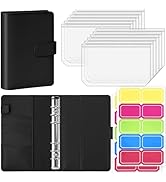 Antner A6 Budget Binder with Zipper Cash Envelopes for Money Organizer &amp; Budgeting, PU Leather Bu...