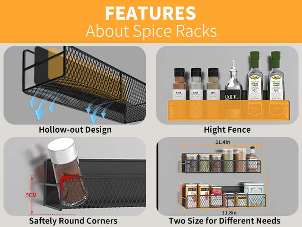 dtuqyx Magnetic Spice Rack for Refrigerator, Metal Strong Magnet Shelf, Space Saving Spice Organizer