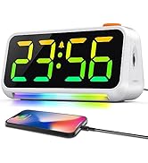 PERSUPER Super Loud Alarm Clock for Bedroom, Heavy Sleepers Adults, 3 Alarm Types, RGB Dynamic Co...