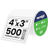 4x3 Thermal Labels – 500 Labels/Roll – White Shipping &amp; Mailing Direct Thermal Stickers – Waterpr...