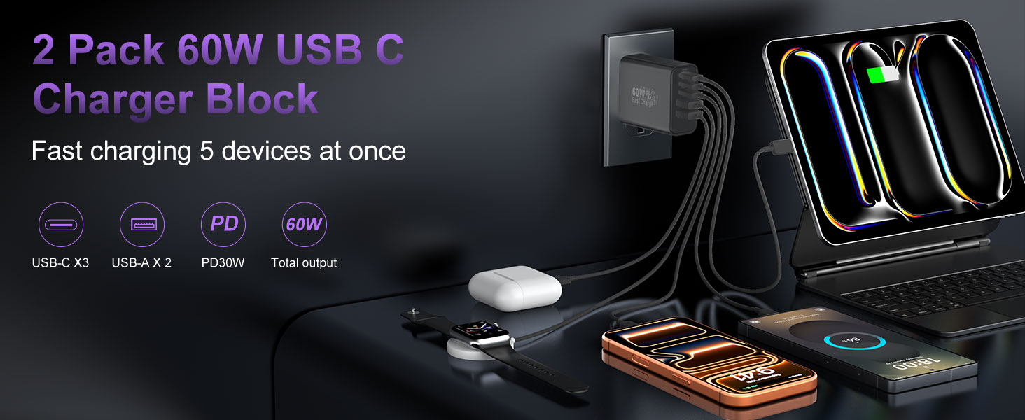 usb c wall fast charger block cube plug power adapter