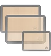 Silicone Baking Mat, Set of 3 Reusable Non-Stick Food Safe Baking Sheets for Cookies,for Making C...