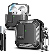 R-fun for AirPods 4 Case with Cleaning Kit,Carbon Fiber Elements Military Drop Proof Auto Pop up ...