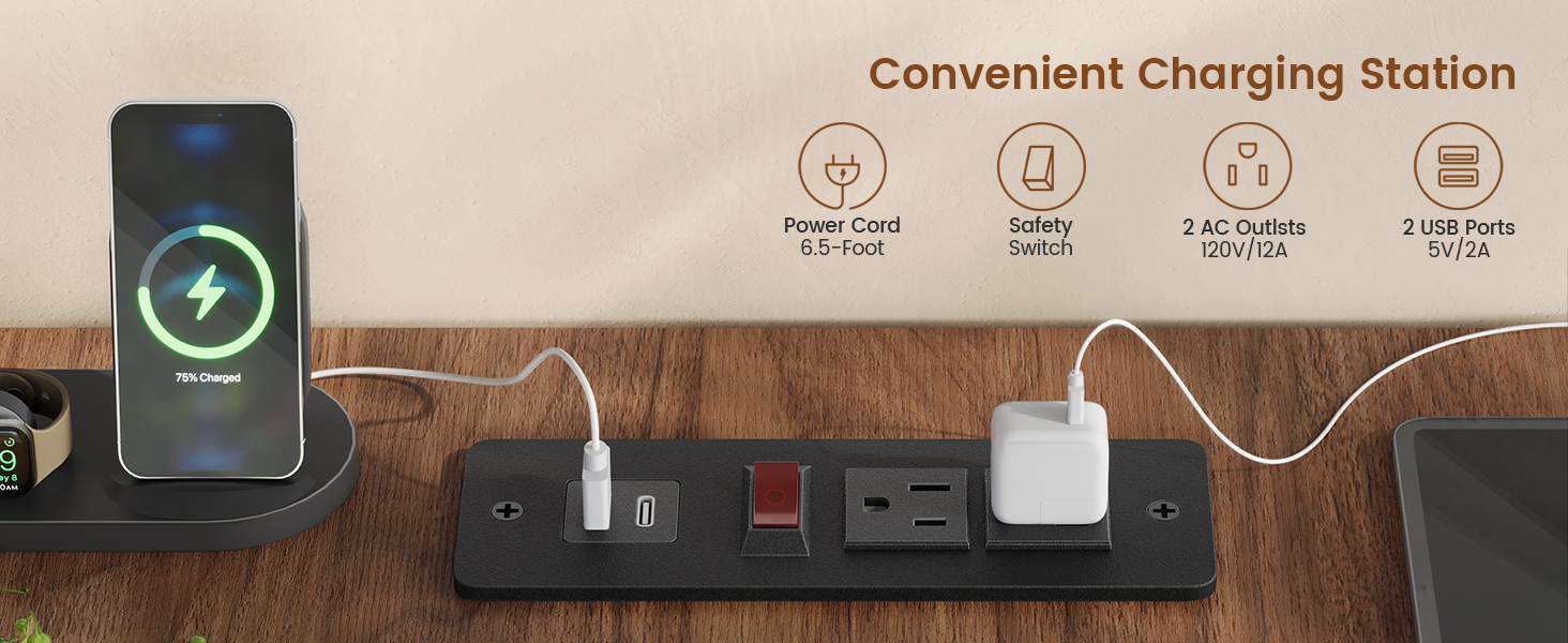l shaped desk with power outlet