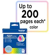 Brother Genuine LC5013PK Cyan, Magenta, and Yellow Standard Yield Ink: Up to 200 pages each color*