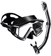 Adult Pano 3 Window Scuba Diving Mask, Tempered Glass Snorkel Mask Anti-Fog Swim Mask No Leakage ...