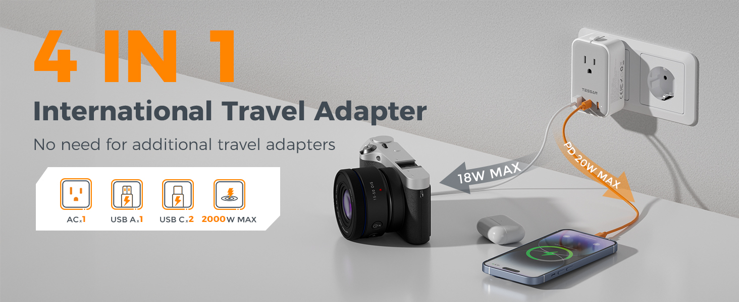 4 in 1 Travel Power Adapter
