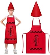 XLSXEXCL Kids Crayon Costume Set, Crayon Apron with Gnome Cone Hat, Funny Dress Up Outfit Accesso...