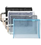 Mesh Zipper Pouch, Lightweight Nylon File Folders, A4 Document Organizer Clearly Visible Mesh Zip...