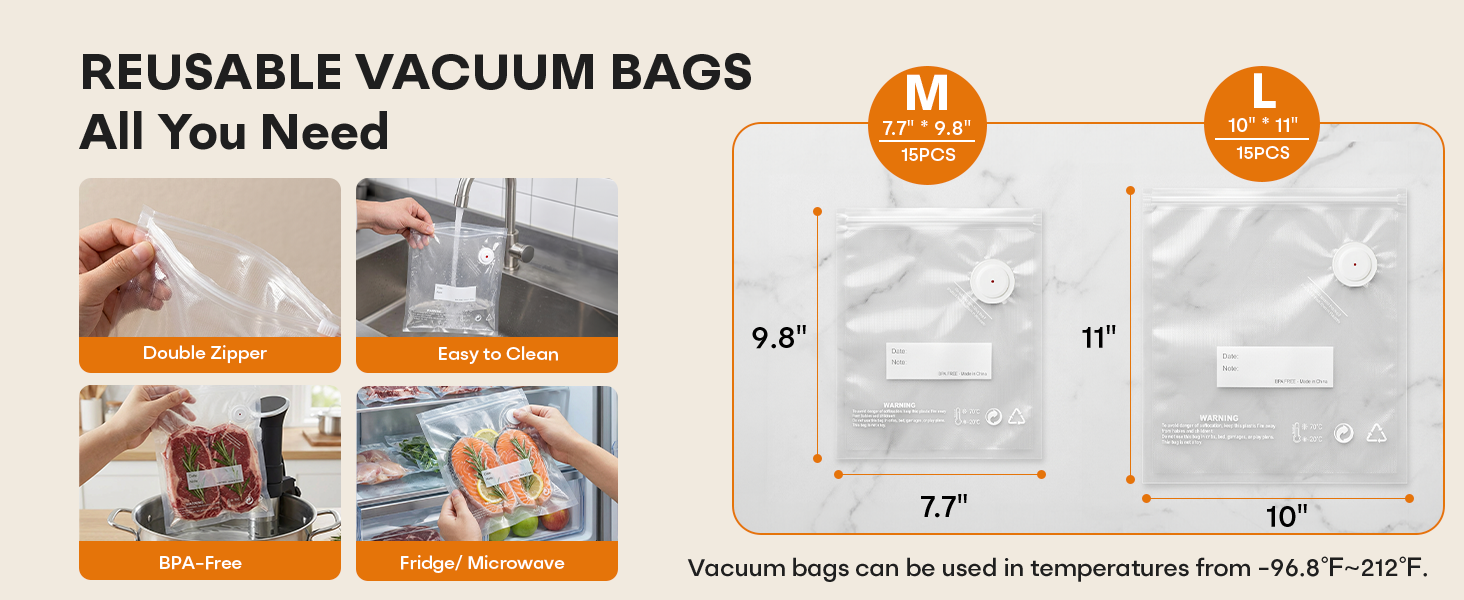 MZROT Handheld Food Sealer with REUSABLE VACUUM BAGS