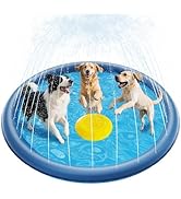 QPAU Splash Pad for Kids Dogs, 67in Anti-Slip Sprinkler Dog Pool with Frisbee Toy, Durable 0.52mm...