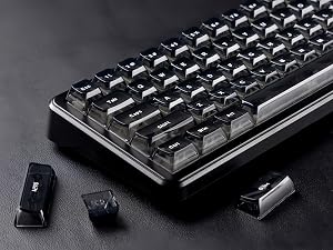 Black Grey Jelly keycaps, Shine Through Keyboard caps Clear Set,Ice Crystal Translucent Key caps