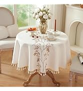 Laolitou Cotton Linen Waterproof Tablecloth for Dining Table Farmhouse Kitchen Round Table Cloth ...