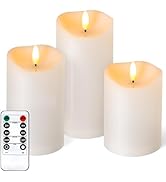 NURADA Outdoor Flameless Candles with Remote Timer - Waterproof Realistic Flickering LED Pillar E...