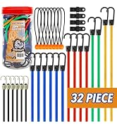 Cartman 32 Piece Bungee Cords Assortment Jar Includes 10" 18" 24" 32" 40" Bungee Cord with Hooks,...