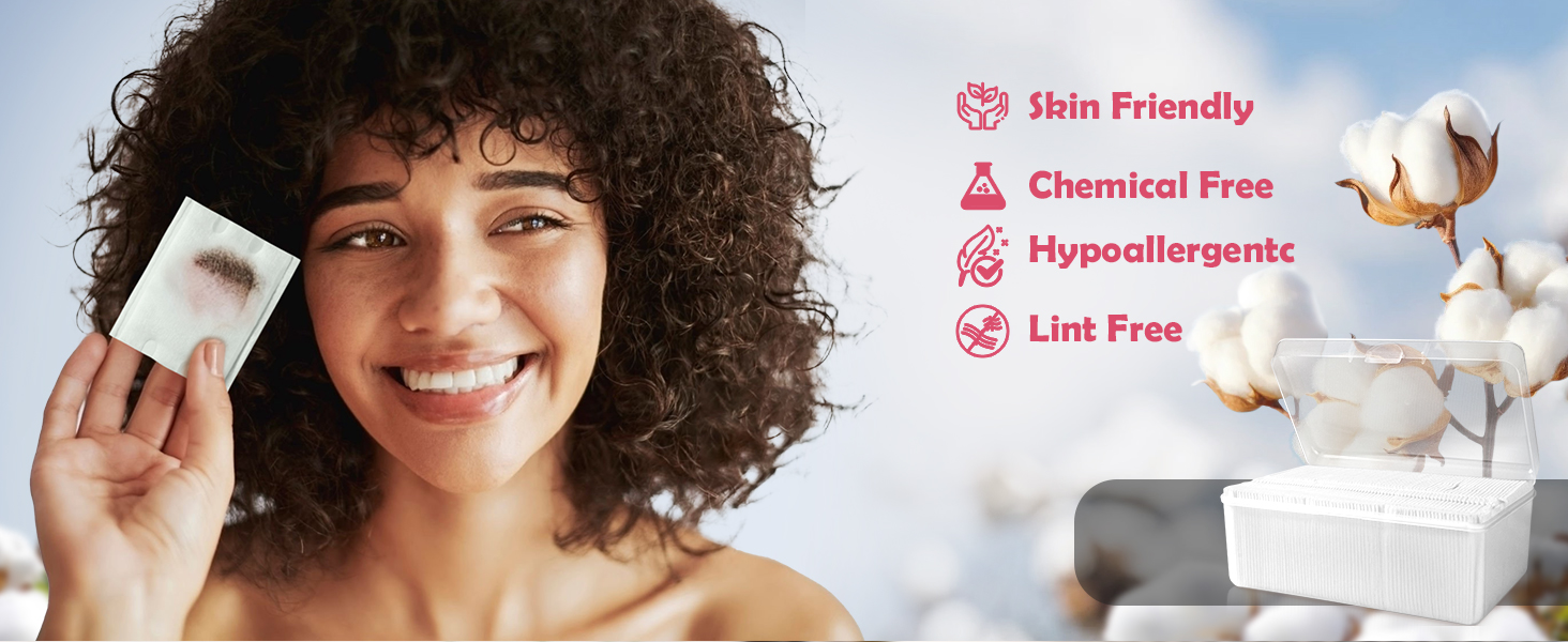 Skin Friendly, Chemical Free, Hypoallergentc, Lint Free