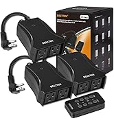 [3 Pack] BESTTEN Wireless Remote Control Outdoor Outlet Switch with 6-Inch Heavy Duty Power Cord,...