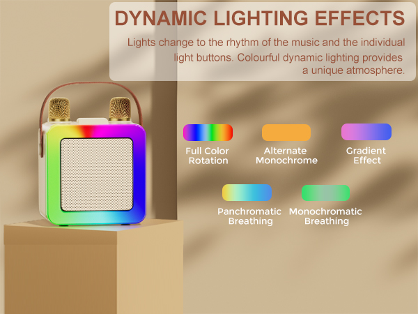 Karaoke machine with colorful lights