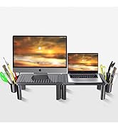 Pholiten 2 Pack Monitor Stand Riser, 3 Height Adjustable Monitor Stand, Flat Screen TV Monitor St...
