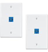 Iwillink (2-Pack) Ethernet Wall Plate, 1-Port Keystone Jack Wall Plate with RJ45 Keystone Inline ...