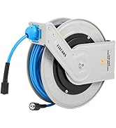 FIXFANS Pressure Washer Hose Reel with Hose, 1/4" × 100ft Retractable Power Washer Hose Reel, Hea...