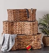 Stack of hyacinth bone-shaped toy baskets