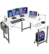 OLIXIS L Shaped Desk, 50-Inch Office Computer Gaming Desks Corner PC Table with Side Bag and Reve...