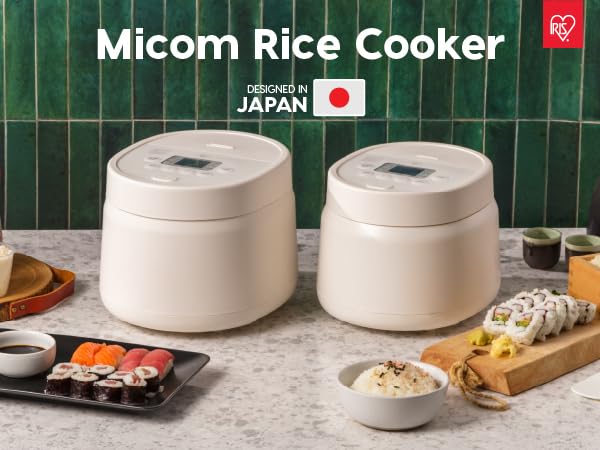 IRIS USA Micom Japanese Rice Cooker, 3-Cup Uncooked/6-Cup Cooked, Fuzzy Logic Kitchen Appliance