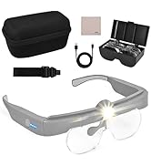 HUIBOER Head Magnifying Glass with Light, 3 Adjustable Brightness Lights, 4 Detachable Lenses 1.5...