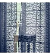 Chyhomenyc Marilyn Navy Blue Sheer Curtains 63 Inch Length 2 Panels, Light Filtering Breathable 3...