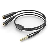 Yumiwoow Stereo 1/4" 6.35mm TRS Plug to Dual 1/4 6.35mm TRS Jack Adapter Cable,11.8inch (30cm),Al...