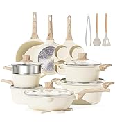 Kitchen Cookware Sets, 21 Pcs Pots and Pans Set Non Stick, Granite Induction Cookware With Steame...