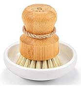 SUBEKYU Bamboo Dish Scrub Brush for Kitchen Sink, Natural Wooden Washing Dish Brush Scrubber, Sis...