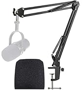 MV7 Boom Arm with Pop Filter - Mic Stand with Foam Cover Windscreen Compatible with Shure MV7 and...
