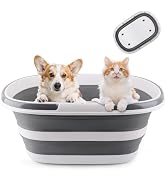 Extra Large Collapsible Bucket 35L Mop Bucket With Handles &amp; Wheels, Plastic Wash Basin Pet Bath ...