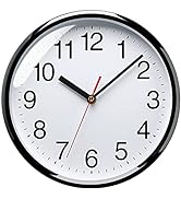 Plumeet Silent Wall Clock - 10" Non Ticking Quartz Black Wall Clocks - Simple Design Wall Clocks ...