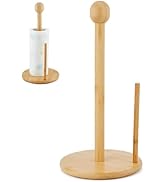 DICOSMETIC 1 Pc Wood Paper Towel Holder Bamboo Standing Paper Towel Organizer with Non-Skid Base ...