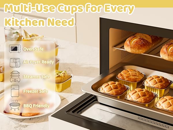 Aluminum Foil Mini Square Baking Cups with Lids Disposable Ramekins Cake Pans Dessert Cups