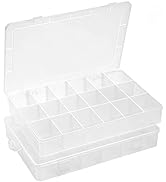 Gbivbe Large 18 Grids Plastic Organizer Box Adjustable Dividers, Storage Box for Jewelry, Art DIY...