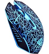 VEGCOO C10 Wireless Gaming Mouse Rechargeable Silent Optical Mice 7 Colors LED Lights, 7 Buttons ...