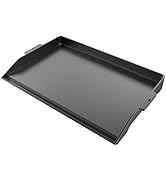 Utheer 23" x 16" Cast Iron Griddle for Gas Grill and Stove Top, Universal Flat Top Griddle with P...